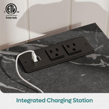 Bestier LED TV Stand with Power Outlets for 55/60/65 Inch TV, Gaming Entertainment Center with Cabinet for PS5, Modern TV Cabinet with Adjustable Glass Shelves for Living Room 58 Inch,Black Marble Bestier