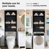 Tydaris Black Over The Toilet Storage Cabinet with Adjustable Shelf and Double Doors Tydaris