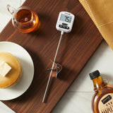 Taylor Programmable Digital Candy and Deep Fry Thermometer with Green Light Alert Display, Long Stem, and Adjustable Pan Clip, White Taylor