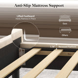 Belffin Queen Bed Frame with Headboard, Luxury Upholstered Velvet Platform Bed with Wingback, Button Tufted & Nailhead Trim, Anti-Slide Tall Footboard, No Box Spring Needed, Noise-Free, Beige Belffin