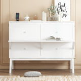 jurmiture Full Size Murphy Bed with USB Port and Removable Shelves on Each Side, Solid Pine Murphy Cabinet Bed for Home Office, Guest Room, White jurmiture