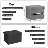 FaiPue Storage Ottoman. Foot Rest Stool with Thicker Foam Padded Seat. Linen Footstool Storage Bench, 350 lbs Folding Bench Small Ottoman for Living Room, Bedroom, Coffee Table. 17x13x13in, Dark Gray FaiPue