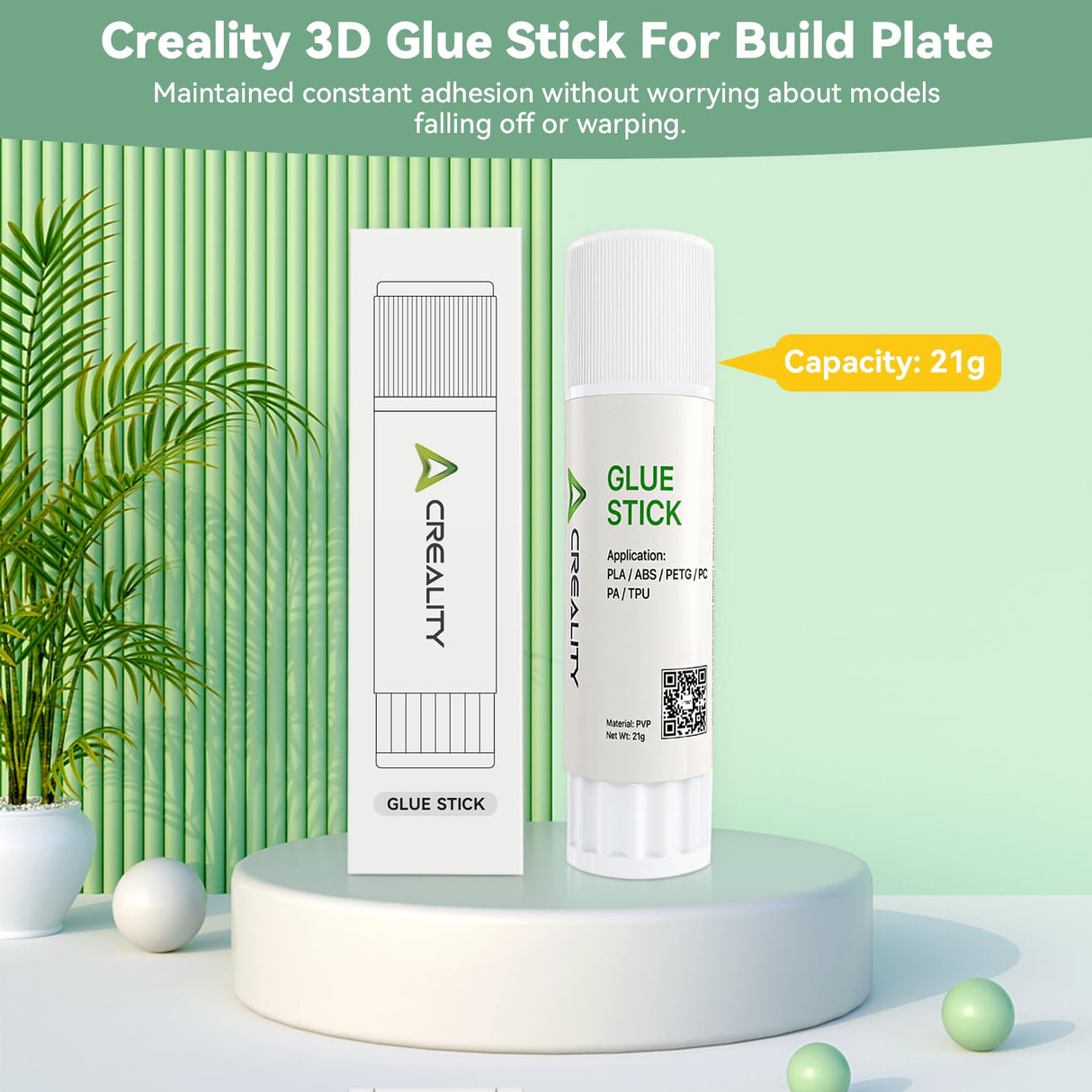 Creality Official 3D Printer Glue Stick,Solid Adhesive for Hot Bed,Perfect First Layer Adhesion,Reduce Warping for ABS PLA PETG Filaments and Build Plate (Pack of 2) Creality