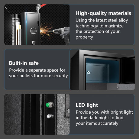 Marcree 2-3 Rifle Gun Safe, Gun Cabinets for Rifles and Shotguns with Inner Safe, Gun Safes for Rifle and Pistols with Dual Alarm System, 180 Degree Quick Access Shotgun Safe for Home, Electronic Lock Marcree