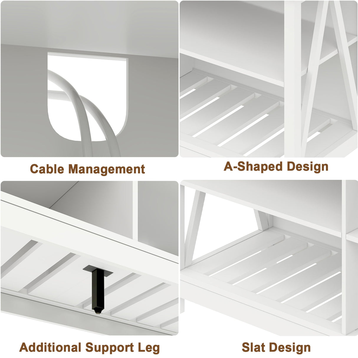 ChooChoo Farmhouse TV Stand for TVs up to 55 Inch, Modern Entertainment Center with 4 Open Shelves & Built-in Cable Holes, Media TV Console for Living Room, Bedroom, White ChooChoo