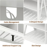 ChooChoo Farmhouse TV Stand for TVs up to 55 Inch, Modern Entertainment Center with 4 Open Shelves & Built-in Cable Holes, Media TV Console for Living Room, Bedroom, White ChooChoo