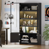 PAKASEPT 5 Tier Display Case with Glass Doors, 65" Display Cabinet with LED Light, Tall Curio Cabinets Display Shelf for Collectibles, Bookcase Bookshelf for Bedroom, Living Room PAKASEPT