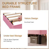VECELO Queen Bed Frame Platform Bed Frame with Upholstered Headboard, Strong Frame and Heavy-Duty Slats Support, Non-Slip and Noise-Free, Easy Assembly,Pink VECELO