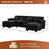 OUYESSIR 114" U Shape Sectional Cloud Couch with Ottoman,Fluffy Sectional Couches for Living Room,4 Seater Modular Sectionals Sofa,Comfy Cloud Sofas & Couches with 4 Pillows,Light Black OUYESSIR