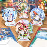 Katy Sue Christmas Gnomes Die Cut Pop Up Card Making Kit for Adults. Makes 12 Cards & Contains Gnome Die Cut Decoupage Paper Sheets, Supports, Envelopes, & Foam Pads For Christmas Card Making Supplies Katy Sue
