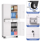 GAOMON Garage Storage Cabinet, 73 Inch Metal with 2 Drawers, Heavy Duty Tool Cabinet with Locking Doors and Adjustable Shelves GAOMON