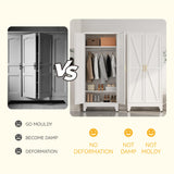 XIUSVON Metal armoire Wardrobe Closet with Hanging Rod,71'' Metal Wardrobe Cabinet with 2 Doors and 2 Adjustable Shelves, Bedroom armoires,Laundry Room cabinets,armario de ropa Closet(Classic, White) XIUSVON