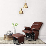 JIASTING Recliner Chair with Ottoman Living Room Chairs Faux Leather Glider Chair 360 Degree Rotation Leisure and Relaxation Furniture (Red-Brown) JIASTING