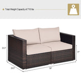 Tangkula Wicker Loveseat 2 Piece, Patio Furniture Couch with Removable Cushions, Rattan Loveseat Sofa for Balcony, Deck, Garden and Poolside Tangkula