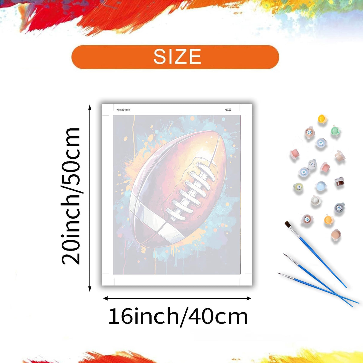 ARNLRDYA American Football Ball Paint by Number Kits for Adults, Rugby Sports Paint by Numbers, Ball Sports DIY Acrylic Painting on Canvas for Living Room Home Wall Decor(16×20inches, No Frame) ARNLRDYA