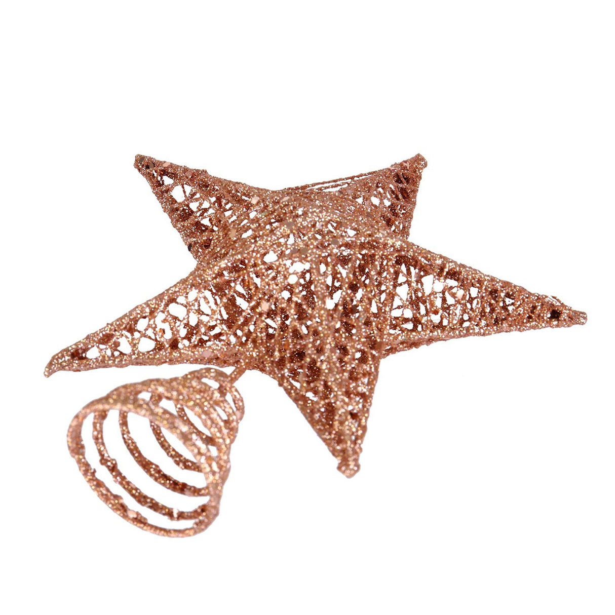 BinaryABC Christmas Tree Topper Star,Glittering Christmas Tree Decoration Ornaments,20cm (Rose Gold) BinaryABC