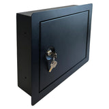 In-Wall Safe with Key Lock – Heavy-Duty Steel Lockable Hidden Wall Compartment for Secure Storage, Wall Safe Box for Jewelry, Cash, and Documents – 15.75-Inch Exterior Width, Black Plugsharge