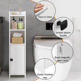 Lomojo Small Bathroom Storage Cabinet Corner, Floor Cabinet with Adjustable Shelves, Freestanding Narrow Bathroom Toilet Paper Organizers for Small Spaces (White) Lomojo