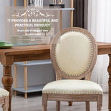 Nrizc French Country Dining Chairs Set of 4, Leather Farmhouse Dining Room Chairs with Round Back, Solid Wood Legs, Oval Side Chairs for Kitchen/Bedroom/Dining Room Nrizc