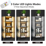 5 Tier White Floating Shelves with Light LED Wall Mount Vertical Lack Shelf with LED Wall Decor Shelves for Bedroom Living Rooms Bathroom Book Gaming Shelves Black BEARUT