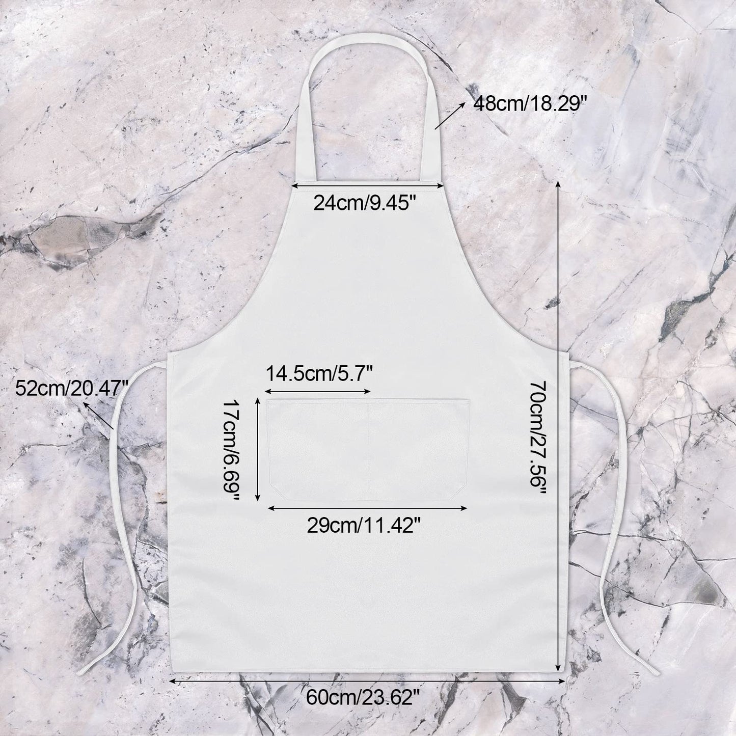 Syhood 18 Pack Bib Apron with Pocket Unisex Commercial Apron Kitchen Plain Bulk Chef Grill Cook Apron for Women Men Cooking Restaurant BBQ Painting Crafting(White)