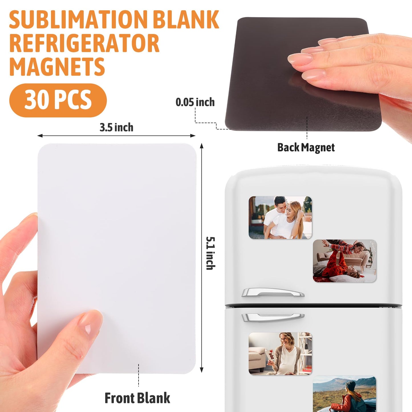 Xuhal 30 Pcs Sublimation Magnet Blanks 3.5x5.1 Inch Sublimation Refrigerator Magnet Bulk Personalized Large Rectangular Fridge Magnet Sublimation Blank Product for DIY Kitchen Oven Office Decorative