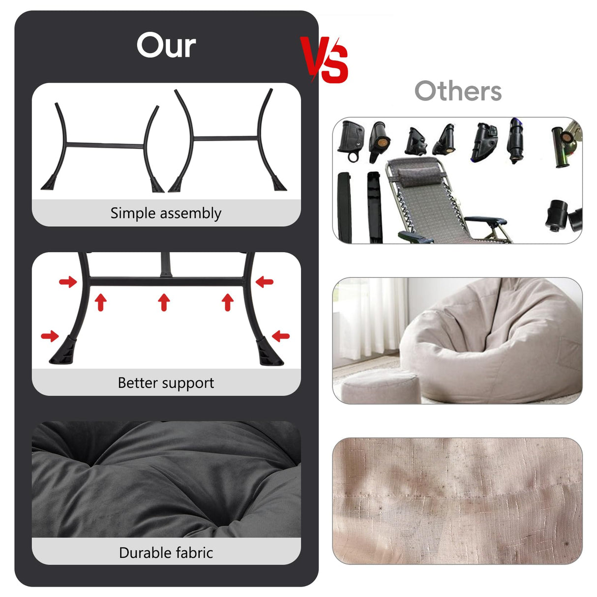 Congermom Lazy Chair with Folding Ottoman Modern Large Accent Chair,Contemporary Lounge Leisure Sofa Chair with Armrests Upholstered Sofa Armchair Reading Chair for Bedroom,Dorm & Office (Dark Grey-f) Congermom