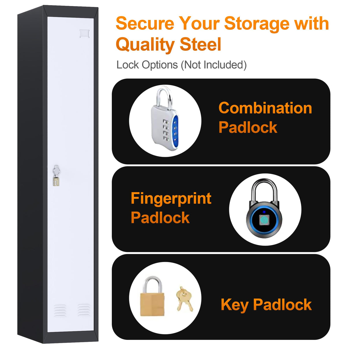 Metal Storage Cabinet Locker 1 Door for Pool Club Office Gym School Commercial Black (1 Door) Generic