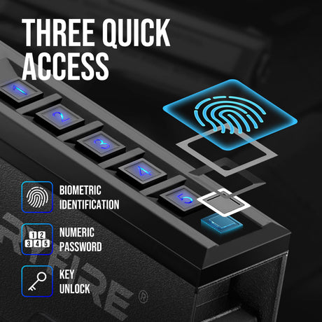 GLORYFIRE Gun Safe Biometric Pistol Safe, Mounted Nightstand Quick Access Handgun Safe and Gun Lock Box for Car, Truck, Desk, Bedside, Wall with Security Fingerprint, Key Access, PIN Code GLORYFIRE