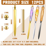 Leriton 9 Set Letter Opener Woodturning Project Kit, DIY Envelope Slitter Paper Mail Opener Letter Knives Turning Kits Mens Crafts Holiday Gifts Making Supplies, Black, Sliver, Gold Leriton