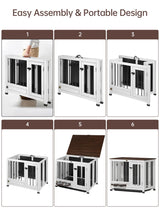 OtterOasis Dog Crate Furniture, Dog Kennel Indoor Foldable and Portable, Sturdy Wooden Dog Crate End Table Easy Assembly with 360° Rotating Feeder and Detachable Tray for Small Dogs, Medium Dogs OtterOasis