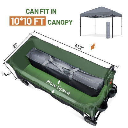 TIMBER RIDGE 51.2'' Extended Collapsible Wagon Cart with Cargo Net, 350LBS Heavy Duty Foldable Utility Wagon with Adjustable Handle, 250L Capacity Portable Cart for Camping Sports Shopping, G - WoodArtSupply