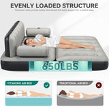 YITAHOME Queen Size Air Sofa Bed Mattress with Headboard and Pump, Blow Up Couch Inflatable Bed for Home Living Room, 79" x 60" x 25" (Expanded Size, Black) YITAHOME