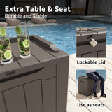 Greesum 31 Gallon Resin Deck Box Large Outdoor Storage for Patio Furniture, Garden Tools, Pool Supplies, Weatherproof and UV Resistant, Lockable, Dark Black Greesum