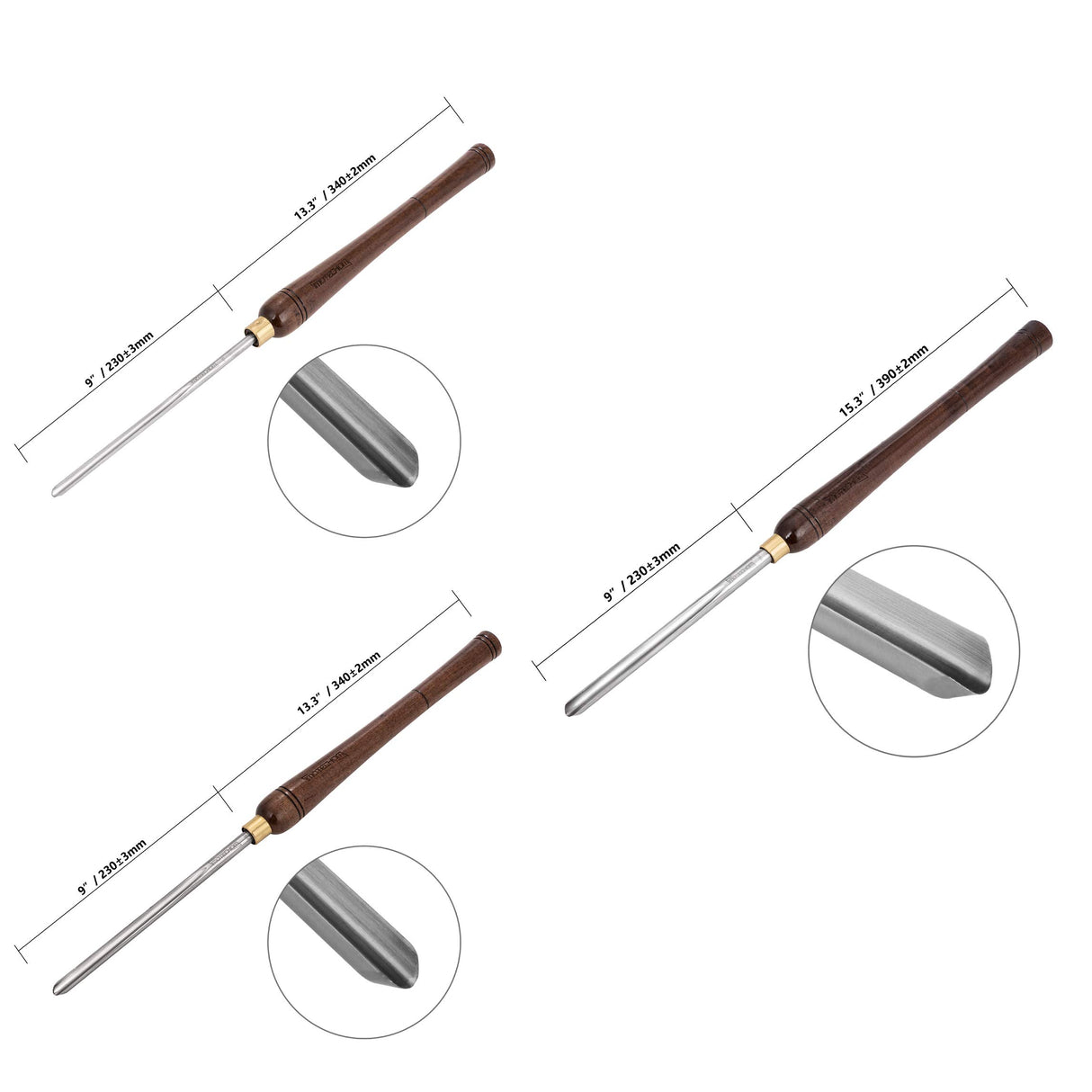 IMOTECHOM 3-Pieces HSS Bowl Gough Lathe Chisel Set Wood Turning Tools with Wooden Box, 1/4-Inches, 3/8-Inches and 1/2-Inches IMOTECHOM