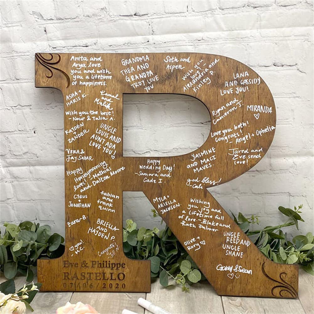 SSRUI Personalized Alternative Wedding Guest Book, First Letters of The Men/Women, Rustic Wedding Decor Guest Book Sign Fall Wedding Guest Book for - WoodArtSupply