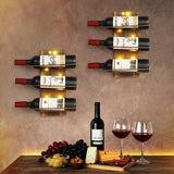 Taprion Wine Rack Wall Mounted Wood LED Light Wine Rack for 9 Wine Bottles - Elegant Wine Storage Solution for Kitchen, Dining Room, Home Bar, Wine Cellar Taprion