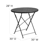 Flash Furniture Oia Commercial Grade 30" Round Black Indoor-Outdoor Steel Folding Patio Table Flash Furniture