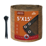 90% Garden Shade Cloth,5' x 15' Heavy Duty Mesh Tarp with Grommets, Garden Privacy Fence Screen, Shade Canopy for Patio, Outdoor Sun Shades for Backyard, Mocha/Black MVPNET