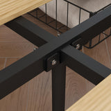 Panana Modern Queen Size Bed Frame with 4 Storage Drawers - Industrial Metal & Solid Wood Platform Bed, Sturdy & Space-Saving Design, Easy Assembly, Eco-Friendly Materials (Queen (U.S. Standard)) Panana