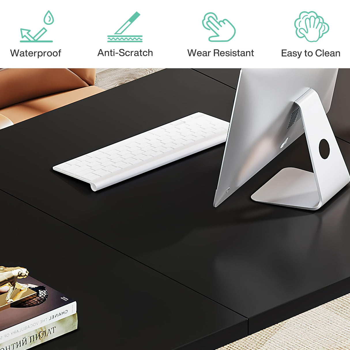 Tribesigns Modern Executive Desk, 70.9" Large Office Computer Desk, Conference Table Meeting Room Table, Simple Workstation Business Furniture for Home Office, Black Tribesigns