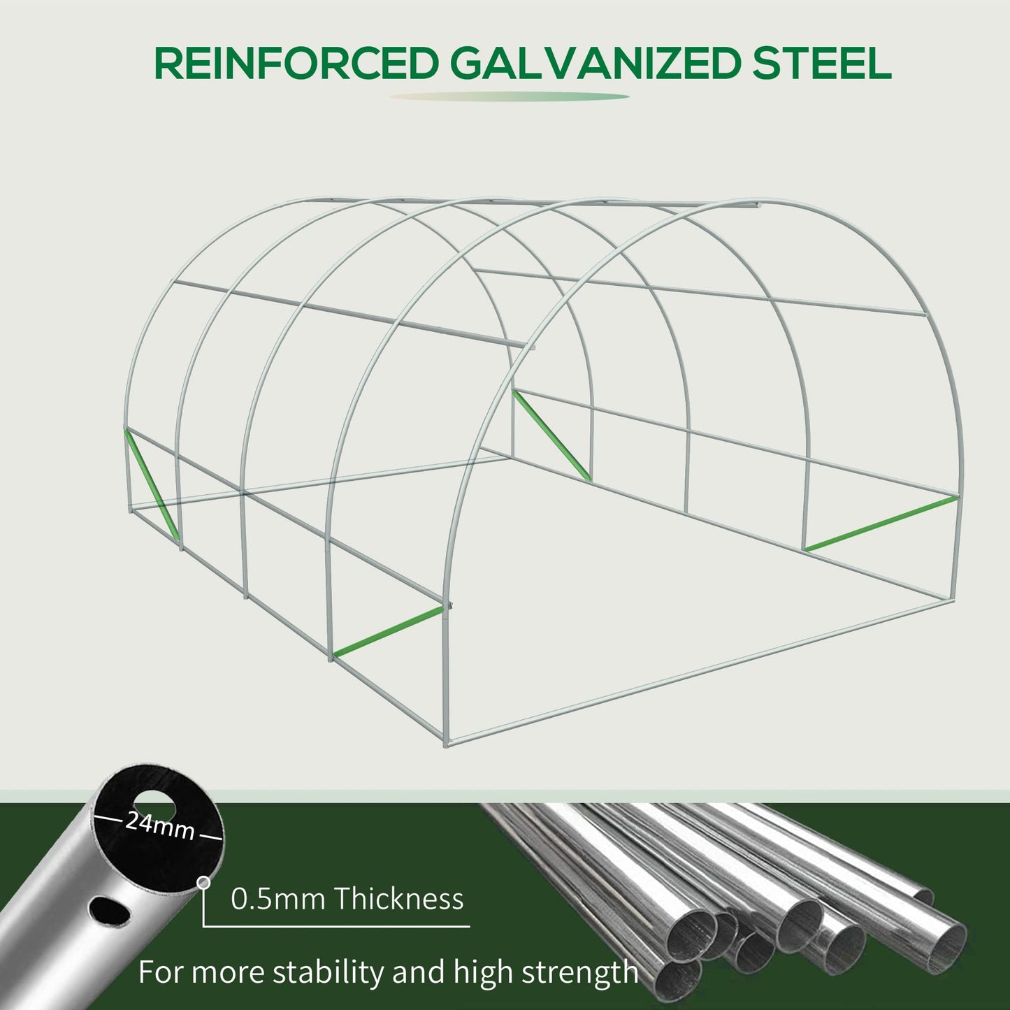 Outsunny 20' x 10' x 7' Outdoor Walk-in Greenhouse, Tunnel Green House with Roll-up Windows, Zippered Door, PE Cover, Heavy Duty Steel Frame, Green