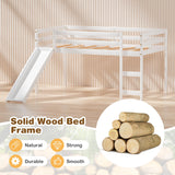 Giantex Twin Loft Bed with Slide, Wood Low Loft Bed for Kids, Toddlers, Climbing Ladder & Storage Space, Twin Kids Bed for Girls Boys, No Box Spring Needed, White Giantex