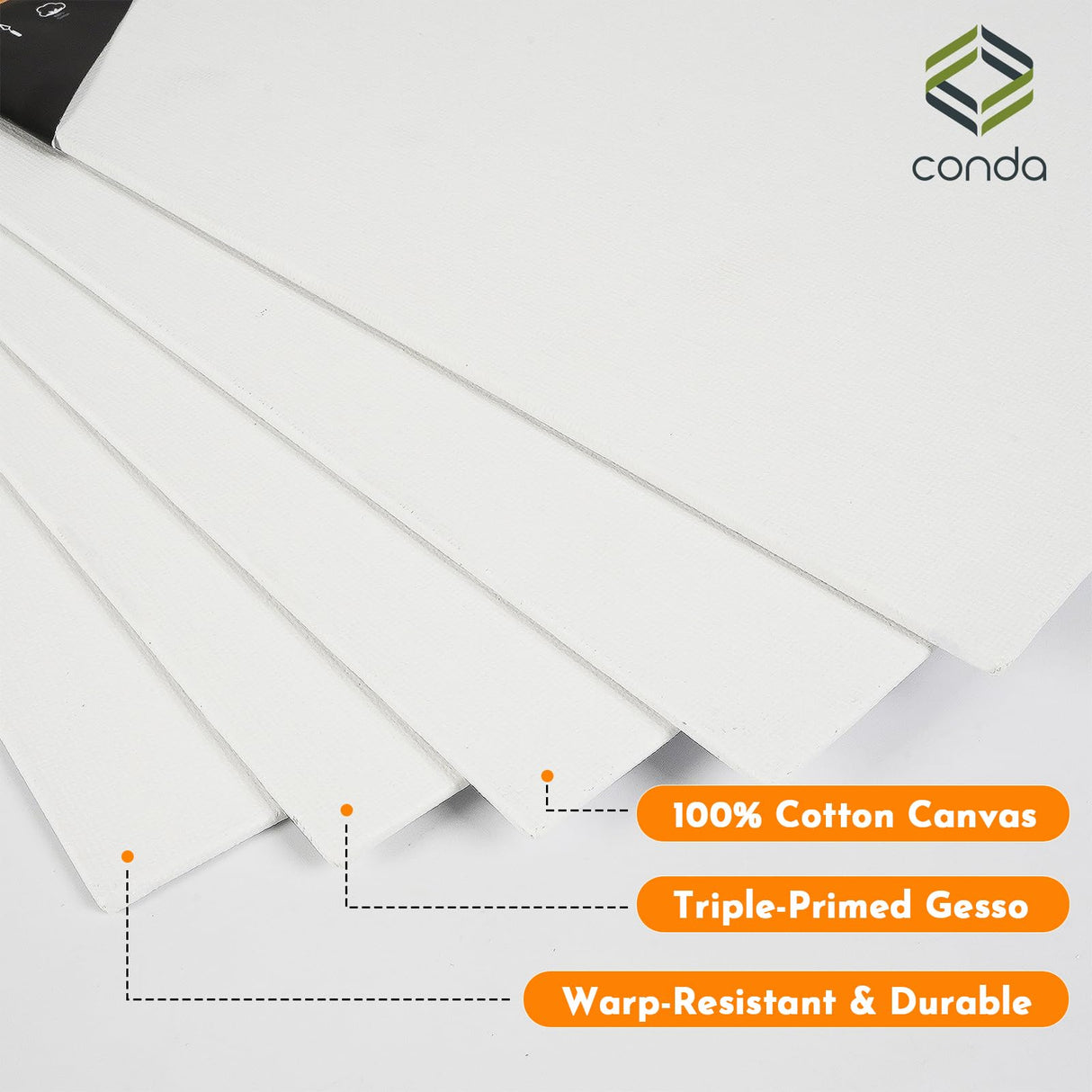 CONDA Canvas Boards for Painting, 8 x 10 inch, 12 Pack, 100% Cotton Canvas Panels, White Blank Canvases, Primed, Acid-Free, Artist Quality for Acrylic, Pouring Watercolor & Oil Painting conda