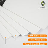 CONDA Canvas Boards for Painting, 8 x 10 inch, 12 Pack, 100% Cotton Canvas Panels, White Blank Canvases, Primed, Acid-Free, Artist Quality for Acrylic, Pouring Watercolor & Oil Painting conda