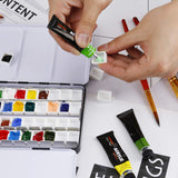 MYARTOOL Metal Tin Paint Case, Fold-Out Palette Holds 48 Half Pans, Travel Palette, Acrylic and Watercolor MYARTOOL