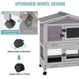 Suumerpety Rabbit Cage,Indoor Rabbit Hutch with Matel Frame and Pull Out Tray,Rabbit Hutch Chicken Coop with Run (Grey) Suumerpety