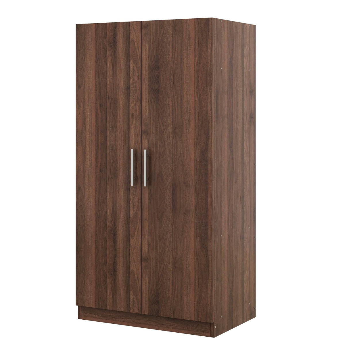 Armoire Wardrobe Closet with 2 Doors, 67.3" H Armoire with Shelves, Wooden Wardrobe Closet for Hanging Clothes, Bedroom Armoires Storage Cabinet with Hanging Rod, Brown cloblane