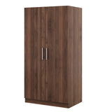 Armoire Wardrobe Closet with 2 Doors, 67.3" H Armoire with Shelves, Wooden Wardrobe Closet for Hanging Clothes, Bedroom Armoires Storage Cabinet with Hanging Rod, Brown cloblane