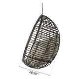 Roomfitters Outdoor Hanging Egg Chair with Woven Rattan Frame and Plush Cushion, Stand Not Included, Brown roomfitters